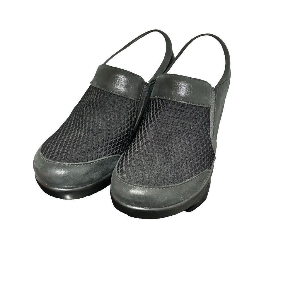 Alegria ERY-474 Eryn Stretch‎ Slip On Clogs EU 38 Black US 7.5 Leather Wedge